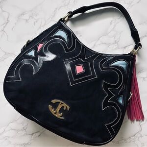 NWOT Just Cavalli - Made in Italy, Black Suede Purse w/ Pink Tassel